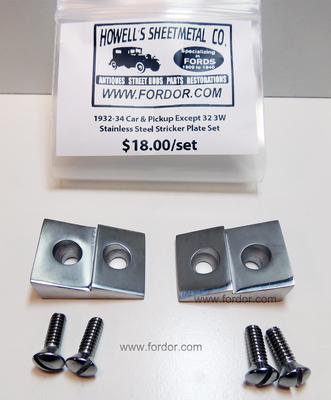 Ford Car & Pickup Door Striker Set Stainless 1932 1933 1934